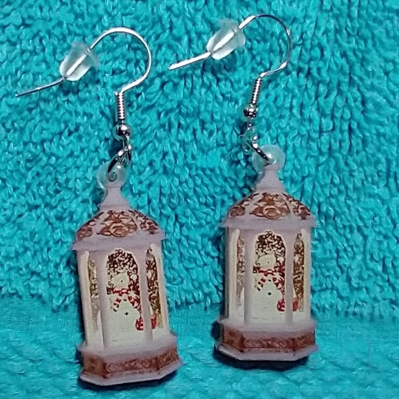 Cute gazebo flower floral wire dangle earrings - Picture 3 of 3
